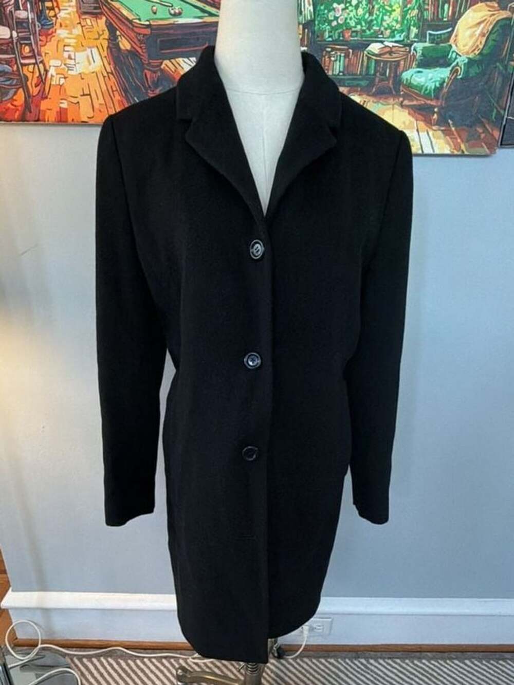 L.L. Bean Women's Wool Cashmere Blend Black Single Breasted Coat size 10